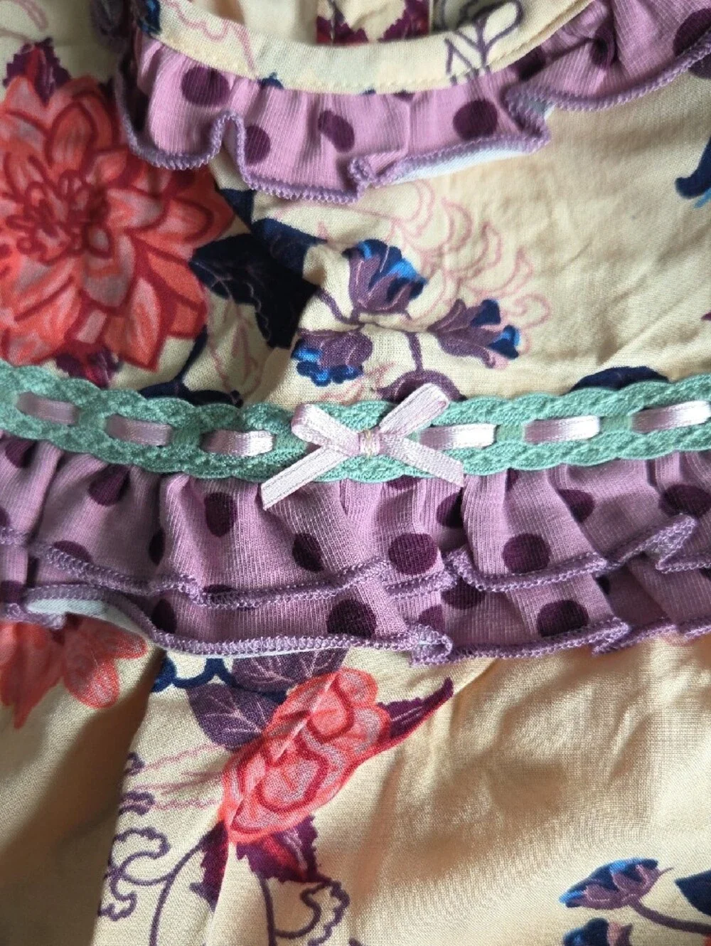 Matilda Jane Floral Ruffle Baby Set with Polka Dot Leggings - Pink & Purple